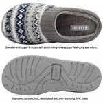 CIOR Women's Memory Foam House Slippers Sweater Knit Embroidered Pattern and Ribbed Hand-Knit Collar
