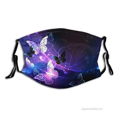 Fashion Butterfly Face Mask Scarf  Washable & Reusable Bandana With 2 Filters  For Men & Women Party Cosplay