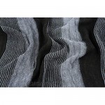 GERINLY Cotton-Linen Scarves Mens Stripe Crinkle Long Scarf
