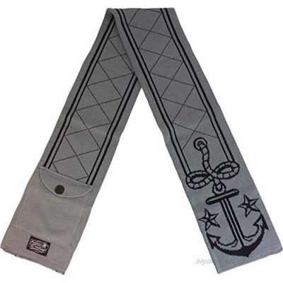 Gray with Black Anchor"Sink or Swim" Wide Scarf from Sourpuss Clothing  Gray  Black  One Size