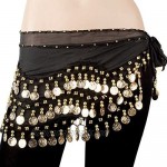 REINDEAR Wholesale Vogue Style Chiffon Dangling Gold Coins Belly Dance Hip Scarf