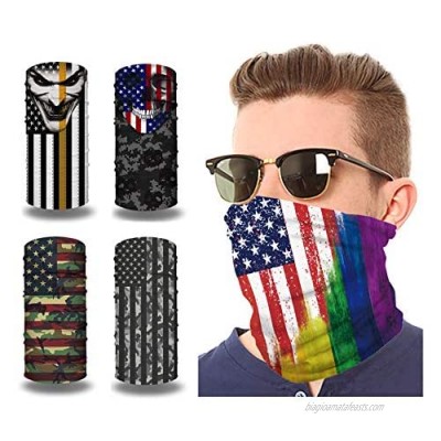 [5 Pack] Neck Gaiter Face Mask Bandanas  UV Protection Windproof Face Cover  for Motorcycle Cycling Riding Running Headbands