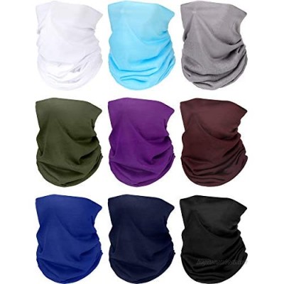 9 Pieces Lightweight Thin Neck Gaiter Sun Protection Face Cover Bandana  9 Colors