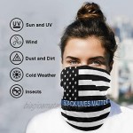 BLM Black Lives Matter Neck Gaiter Black USA Flag Face Bandanas Cover Summer for Dust Wind UV Sun with 2 Replacement Filter Anti Haze Cotton