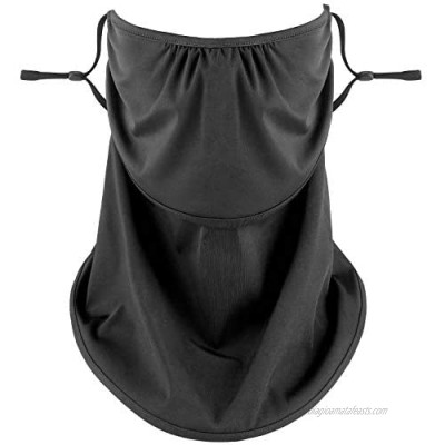 FOREGOER Neck Gaiter Ear Loops UPF50 Adjustable Cool Breathable Face Cover Black