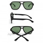 GLINDAR Men's Polarized Aviator Sunglasses Vintage Square Driving Glasses