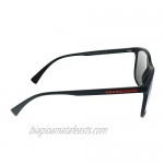 Prada PS 01TS DG02B0 Black Rubber Plastic Rectangle Sunglasses Silver Mirror Lens
