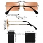 URATOT 4 Pack Rimless Rectangle Sunglasses Vintage Rimless Eyewear Retro Sunglasses Metal Frame Eyewear for Men Women