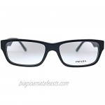 Prada Heritage PR 16MV 1BO1O1 Matte Black Plastic Rectangle Eyeglasses 55mm