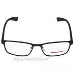 Prada Linea Rossa Lifestyle PS 50GV DG01O1 Black Rubber Metal Rectangle Eyeglasses 55mm