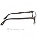 TOM FORD Men's TF 5408 001 Black Clear Rectangular Eyeglasses 56mm Shiny Black Shiny Rose Gold T Logo 56/16/145
