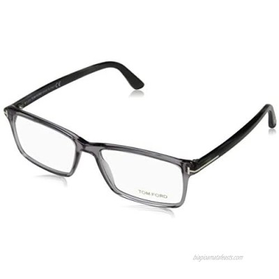 TOM FORD Men's TF 5408 Rectangular Eyeglasses 56mm  Transp. Grey  Grey Horn Effect Temples  Shiny Pall  56/16/145