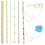 17 MILE 6 PCS Face Mask Chain Holder Glasses/Eyeglass Chain Lanyard for Women Gold/Silver Plated Hanging Chain Link Necklace Set Anti-Lost Around Neck Sunglasses Chain