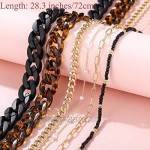 6 Pcs Sunglasses Chain Strap Holder for Women Black Acrylic Beaded Eyeglass Chain Lanyards with Clips Around Neck