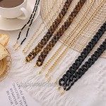 6 Pcs Sunglasses Chain Strap Holder for Women Black Acrylic Beaded Eyeglass Chain Lanyards with Clips Around Neck