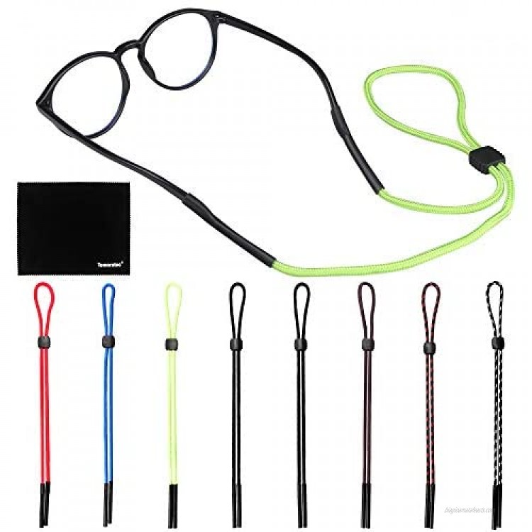 [8 Pack] Adjustable Eyeglasses and Sunglasses Holder Strap Cord for Sports Eyeglass Retainer with One Free Microfiber Cleaning Cloths(8 Pack)
