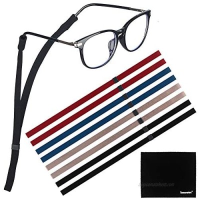 [8 Pack] Adjustable Eyeglasses and Sunglasses Holder Strap Cord for Sports  Tomorotec Polyester Eyeglass Retainer with One Free Microfiber Cleaning Cloths
