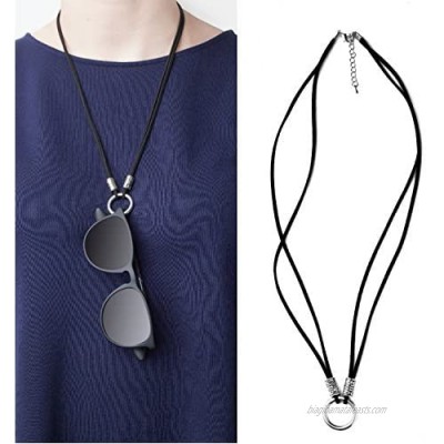 Mothers Day Gifts for Mom Reading Glasses Holder  Eyeglass Necklace  Sunglasses Necklace  Leather and Metal Construction Loop Necklace 