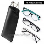 5 Pieces Slip In Eyeglass Pouch Artificial Leather Slim Travel Sunglasses Case Holder Faux Leather Eyewear Sleeve for Men Women Students