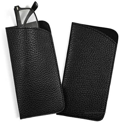 Eyeglass Pouch in Faux Pebble Leather (Black  2 Pack)