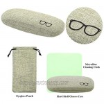 URATOT Hard Shell Eyeglasses Portable Glasses Protective Case Fabric Drawstring Bag Cleaning Cloth for Eyeglasses Storage