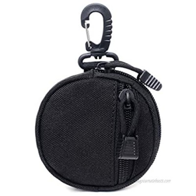 Coin Purchase Keychain  Professional Molle Pouch Accessories for Men  Small Round Coin Holder Pouch as Wallet  Change Purse  EDC Pouches. (Black)