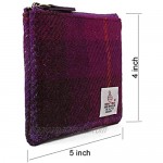 Harris Tweed Coin Purse Small Money Pouch With Zipper For Men Women (Magenta)