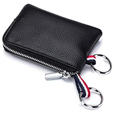 imeetu Men's Leather Coin Purse Wallet  Mini Dual Keyrings Change Pouch Card Holder