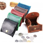 Juland Rustic Leather Moon Pocket Coin Case Genuine Leather Squeeze Coin Purse Pouch Change Holder Tray Purse Wallet for Men & Women - Dark Red