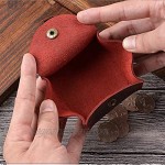Juland Rustic Leather Moon Pocket Coin Case Genuine Leather Squeeze Coin Purse Pouch Change Holder Tray Purse Wallet for Men & Women - Dark Red