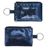 KAMO Zip ID Case Slim Coin Purse Wallet Change Pouch with Key Ring Mini Change Wallet Keychain Purse