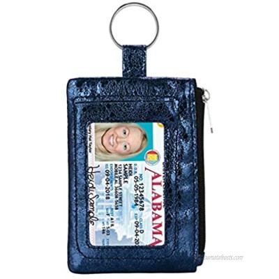 KAMO Zip ID Case  Slim Coin Purse Wallet Change Pouch with Key Ring Mini Change Wallet Keychain Purse