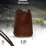 Leather Drawstring Pouch Coin Bag Medicine Tobacco Pouch Medieval Reenactment Size Made in U.S.A. by Nabob Leather (Brown Medium)