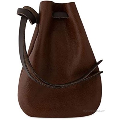 Leather Drawstring Pouch  Coin Bag  Medicine Tobacco Pouch Medieval Reenactment Size Made in U.S.A. by Nabob Leather (Brown  Medium)