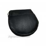 Men's Leather Horseshoe Shaped Zip Coin Pouch Black