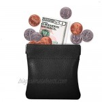 Nabob Leather Genuine Leather Squeeze Coin Purse Coin Pouch Made IN U.S.A. Change Holder For Men/Woman Size 3.5 X 3.5 (Black)
