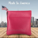 Nabob Leather Genuine Leather Squeeze Coin Purse Coin Pouch Made IN U.S.A. Change Holder For Men/Woman Size 3.5 X 3.5 (Pink)