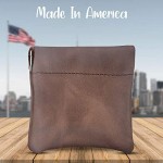 Nabob Leather Genuine Leather Squeeze Coin Purse Coin Pouch Made IN U.S.A. Change Holder For Men/Woman Size 3.5 X 3.5 (Rustic Brown)