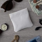 Nabob Leather Genuine Leather Squeeze Coin Purse Coin Pouch Made IN U.S.A. Change Holder For Men/Woman Size 3.5 X 3.5 (White)