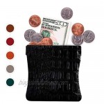 Nabob Leather Genuine Leather Squeeze Coin Purse Coin Pouch Made IN U.S.A. Change Holder For Men/Woman Size 3.5 X 3.5 (Black Croc)