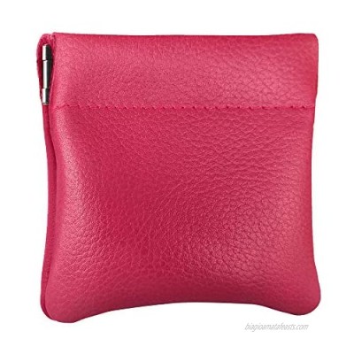 Nabob Leather Genuine Leather Squeeze Coin Purse  Coin Pouch Made IN U.S.A. Change Holder For Men/Woman Size 3.5 X 3.5 (Pink)