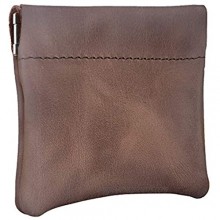 Nabob Leather Genuine Leather Squeeze Coin Purse  Coin Pouch Made IN U.S.A. Change Holder For Men/Woman Size 3.5 X 3.5 (Rustic Brown)