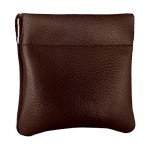 Nabob Leather Genuine Leather Squeeze Coin Purse Coin Pouch Made IN U.S.A. Change Holder For Men/Woman Size 3.5 X 3.5 (Chestnut)