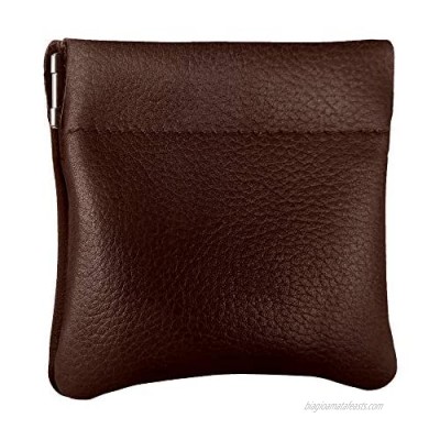 Nabob Leather Genuine Leather Squeeze Coin Purse  Coin Pouch Made IN U.S.A. Change Holder For Men/Woman Size 3.5 X 3.5 (Chestnut)