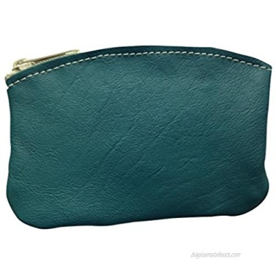 North Star Men's Large Leather Zippered Coin Pouch Change Holder 5 X 3.5 X 0.25 Inches Teal