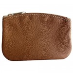 North Star Men's Large Leather Zippered Coin Pouch Change Holder 5 X 3.5 X 0.25 Inches Tan