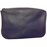 North Star Men's Large Leather Zippered Coin Pouch Change Holder 5 X 3.5 X 0.25 Inches Purple