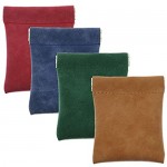 Pack of 4 Faux Leather Squeeze Coin Purse for Men & Women - Front Pocket Pouch for Bill and Coins