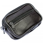 Real Soft Leather Bum Belt Pouch 3 Zips Small Travel Bag Money Pouch Organiser