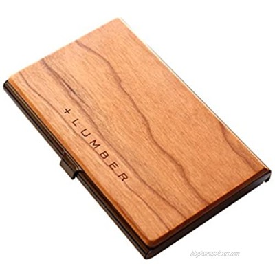 +LUMBER by Hacoa PL025 Card CASE  Stainless Case for Business Cards with an Accent of Precious Wood (Cherry)